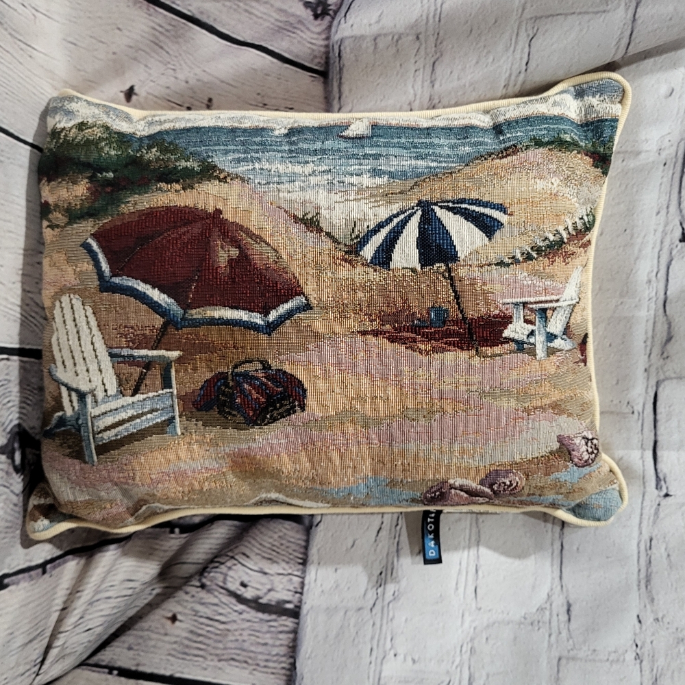 Dakotah Tapestry Accent Pillow, sea shore Throw Pillow